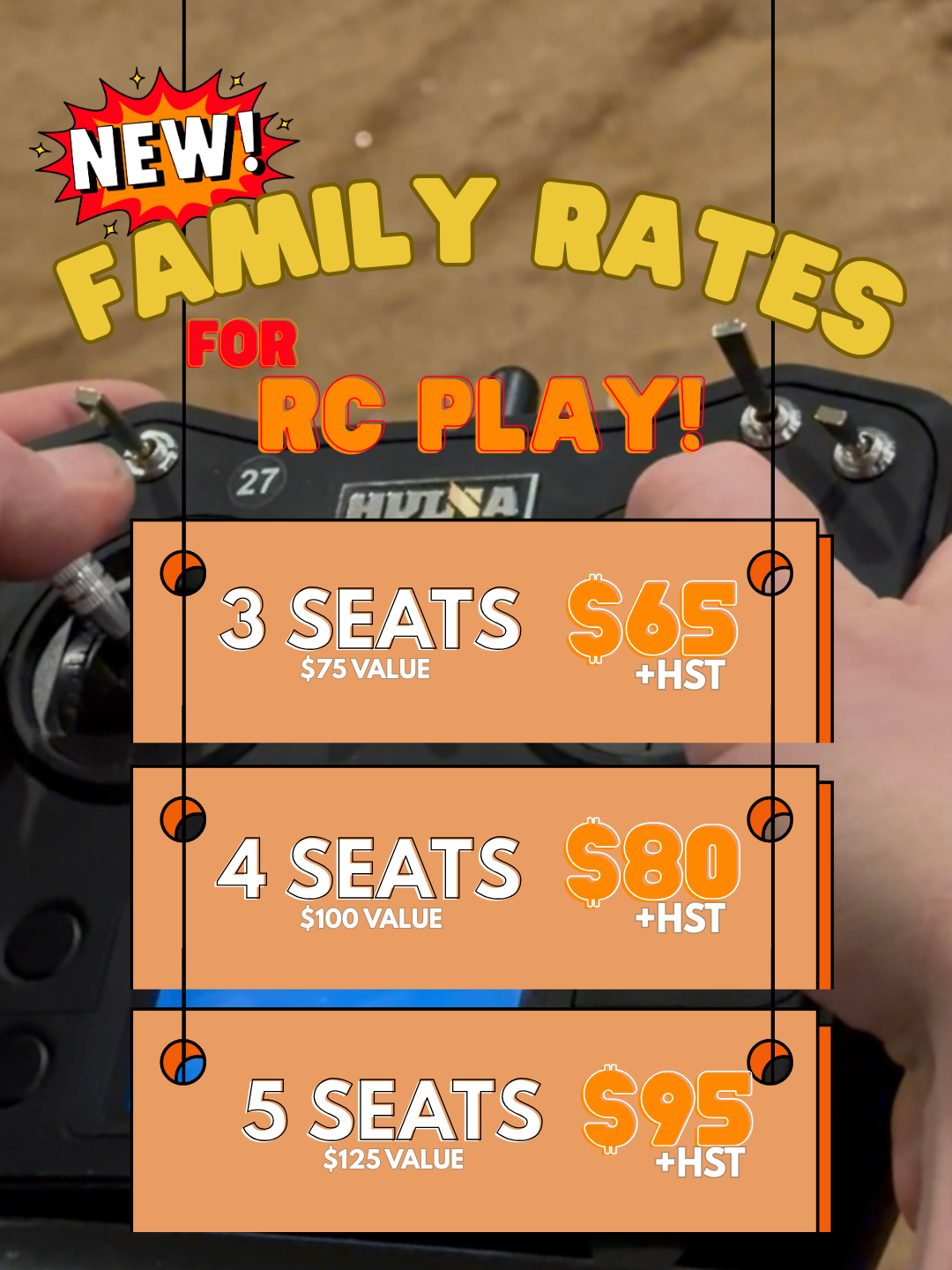 Family RC Pass — 3 Seats (1 Hour) – Diggers Cafe